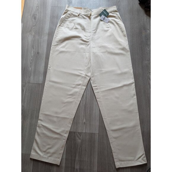 L.L.Bean Womens Wrinkle-Free Cotton Original Fit Pants Size 12 Regular Beige - Picture 2 of 8